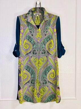 Ipekyol Rare Paisley Print Roll-Sleeve Tunic/Dress Sz.S